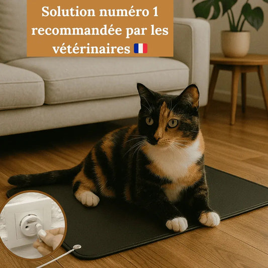 chat qui utilise tapis de mise à la terre dans le salon 