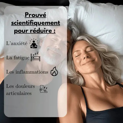 Photos qui met en avant les bienfaits du grounding avec un couple dans leur lit. 
